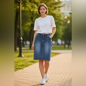 Est 1946 Denim Jean Skirt, Midi Length, Size 18W.
